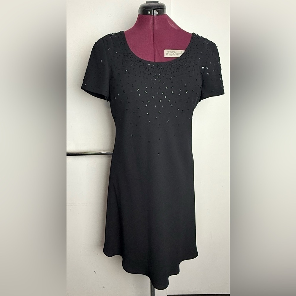 Jones New York Black Embellished Sheath Mini Dress
